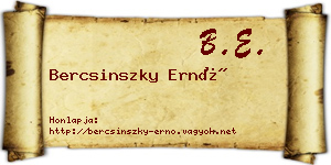 Bercsinszky Ernő névjegykártya